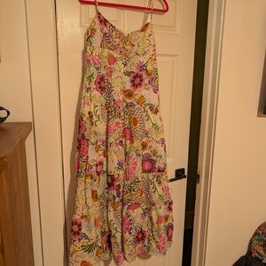 Floral Kids Dress with Pink and Green Accents